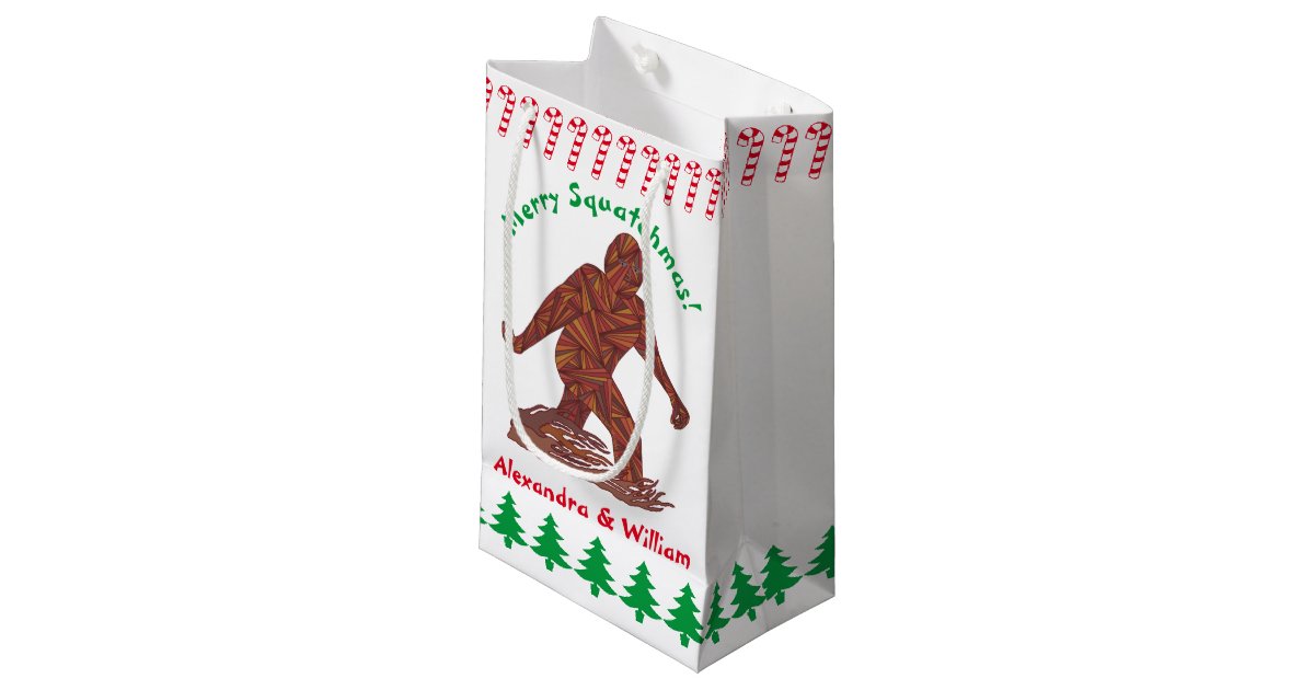Z Bigfoot Walking Sasquatch Christmas Candy Canes Small Gift Bag Zazzle