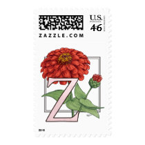 Z for Zinnias Flower Monogram postage