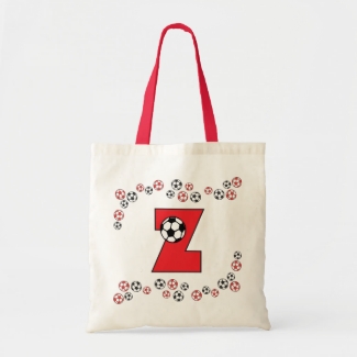 Z in Soccer Red Monogram Tote