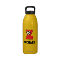 Z in Soccer Red Monogram water bottles