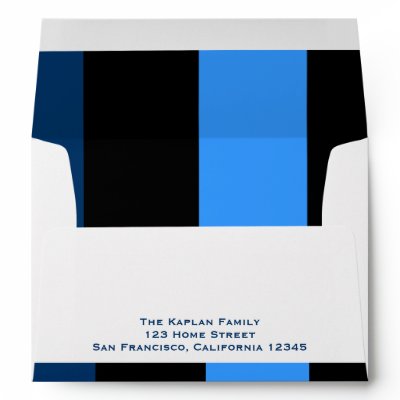Zachary 5x7 Royal Blue Navy Black Striped Envelope