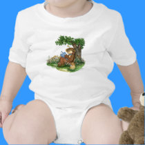 Zachary Bear Reading under Tree t-shirts