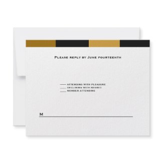 Zachary Gold Brown Black RSVP Card invitation
