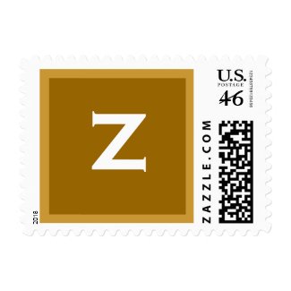 Zachary Gold Brown Tan Monogram Postage stamp