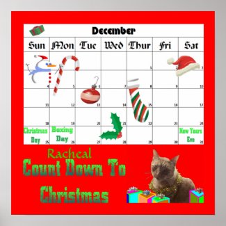 Zack The Xmas Cat Countdown To Christmas print