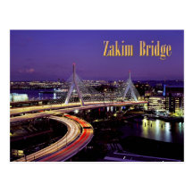 Zakim Bridge, Boston at night Postcard