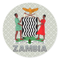 Zambia Coat of Arms Round Sticker