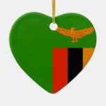 Zambia Flag Heart Christmas Ornament
