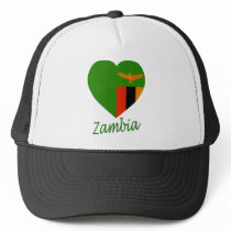 Zambia Flag Heart Trucker Hats