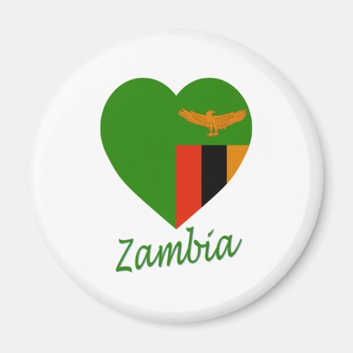 Zambia Flag Heart Magnets