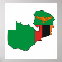 Zambia Flag Map full size Print