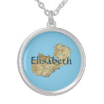Zambia Map + Name Necklace