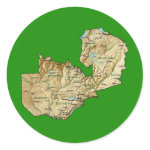 Zambia Map Round Sticker