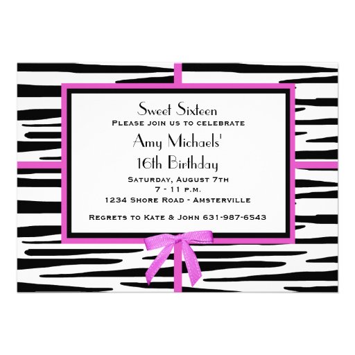 Zanny Zebra Birthday Party Invitation