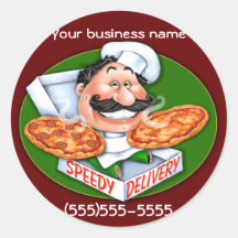 Zany Italian chef speedy pizza delivery Stickers