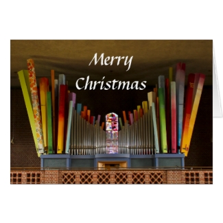 Zany organ Christmas card