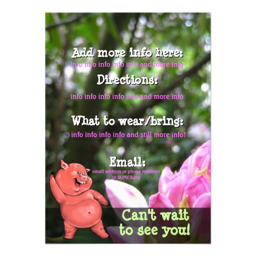 Zany pig roast summer barbecue custom invites