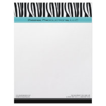 Zany Zebra Aqua Customized Designer Letterhead by BeezKneez Zany Zebra Aqua Customized Designer Letterhead