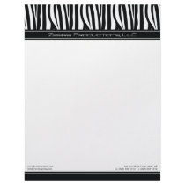 Zany Zebra Black Customized Designer Letterhead by BeezKneez Zany Zebra Black Customized Designer Letterhead