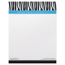 Zany Zebra Blue Customized Designer Letterhead by BeezKneez Zany Zebra Blue Customized Designer Letterhead