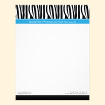 Zany Zebra Blue Customized Designer Letterhead letterhead