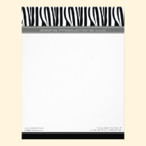 Zany Zebra Grey Customized Designer Letterhead letterhead