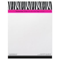 Zany Zebra Hot Pink Customized Designer Letterhead by BeezKneez Zany Zebra Hot Pink Customized Designer Letterhead