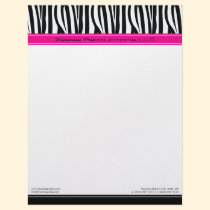 Zany Zebra Hot Pink Customized Designer Letterhead letterhead