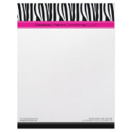 Zany Zebra Hot Pink Customized Designer Letterhead letterhead