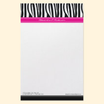 Zany Zebra Hot Pink Customized Designer Stationery stationery