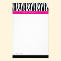 Zany Zebra Hot Pink Customized Designer Stationery stationery
