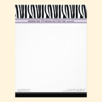 Zany Zebra Lilac Customized Designer Letterhead letterhead