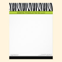 Zany Zebra Lime Customized Designer Letterhead letterhead