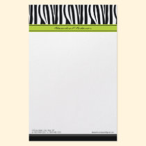 Zany Zebra Lime Customized Designer Stationery stationery