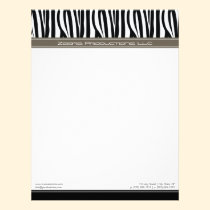 Zany Zebra Mocha Customized Designer Letterhead letterhead