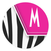 Zany Zebra Monogram Sticker (fuschia)