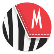 Zany Zebra Monogram Sticker (red) sticker