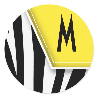 Zany Zebra Monogram Sticker (yellow)