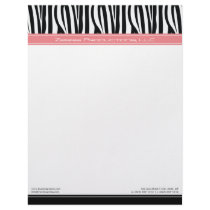Zany Zebra Pink Customized Designer Letterhead by BeezKneez Zany Zebra Pink Customized Designer Letterhead