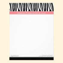 Zany Zebra Pink Customized Designer Letterhead letterhead