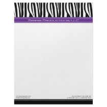 Zany Zebra Purple Customized Designer Letterhead by BeezKneez Zany Zebra Purple Customized Designer Letterhead