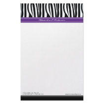 Zany Zebra Purple Customized Designer Stationery