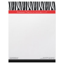 Zany Zebra Red Customized Designer Letterhead by BeezKneez Zany Zebra Red Customized Designer Letterhead