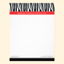 Zany Zebra Red Customized Designer Letterhead letterhead