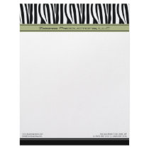 Zany Zebra Sage Customized Designer Letterhead by BeezKneez Zany Zebra Sage Customized Designer Letterhead