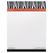 Zany Zebra Salmon Customized Designer Letterhead by BeezKneez Zany Zebra Salmon Customized Designer Letterhead