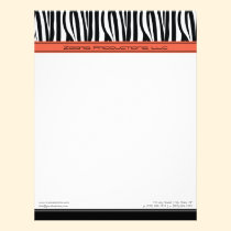 Zany Zebra Salmon Customized Designer Letterhead letterhead