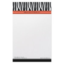 Zany Zebra Salmon Customized Designer Stationery