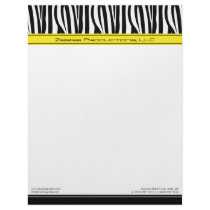 Zany Zebra Yellow Customized Designer Letterhead by BeezKneez Zany Zebra Yellow Customized Designer Letterhead