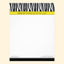 Zany Zebra Yellow Customized Designer Letterhead letterhead